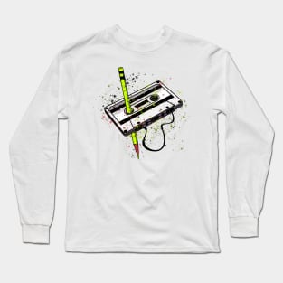 rewind cassette tape splash art style Long Sleeve T-Shirt